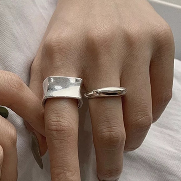 NEW geometric 925 sterling silver adjustable rings - Picture 1 of 7